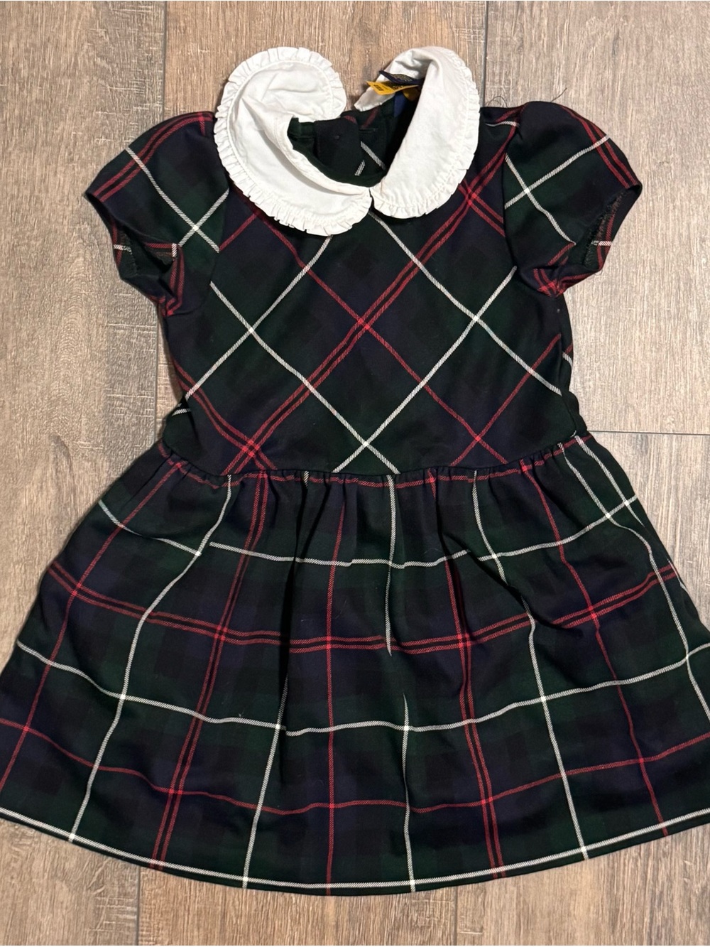 Polo by Ralph Lauren Black and Green Plaid Peter Pan Collar Dress